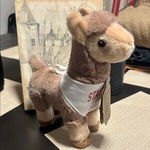 Brown Plush Llama Toy with White Bandana